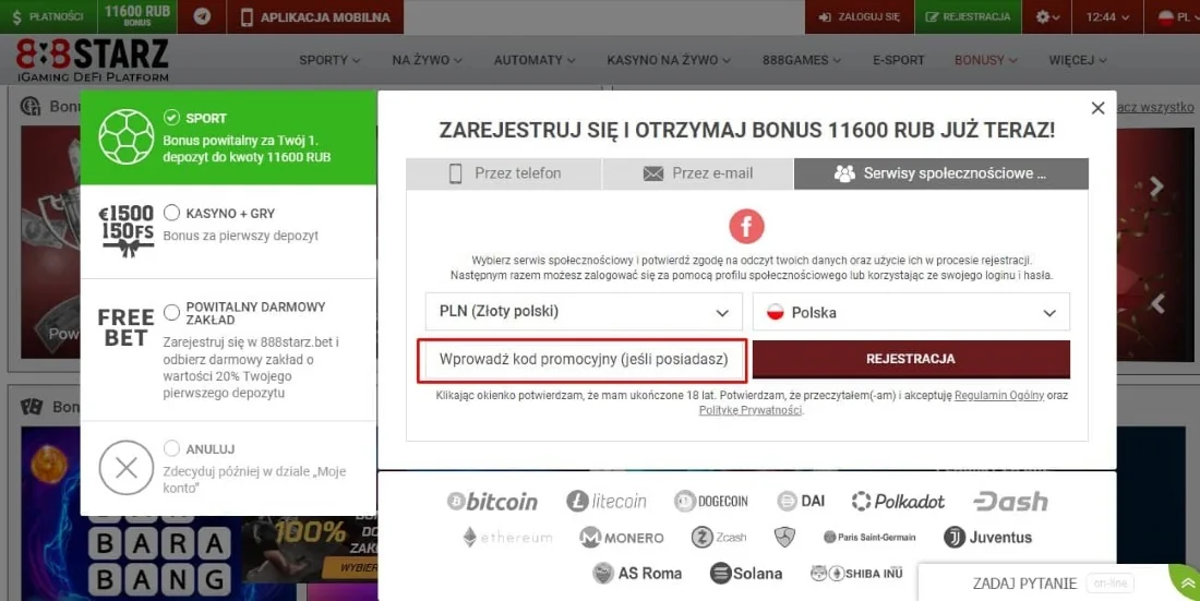 Aktywuj kod bonusowy