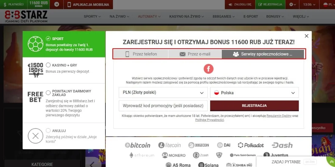 Zarejestruj się na stronie